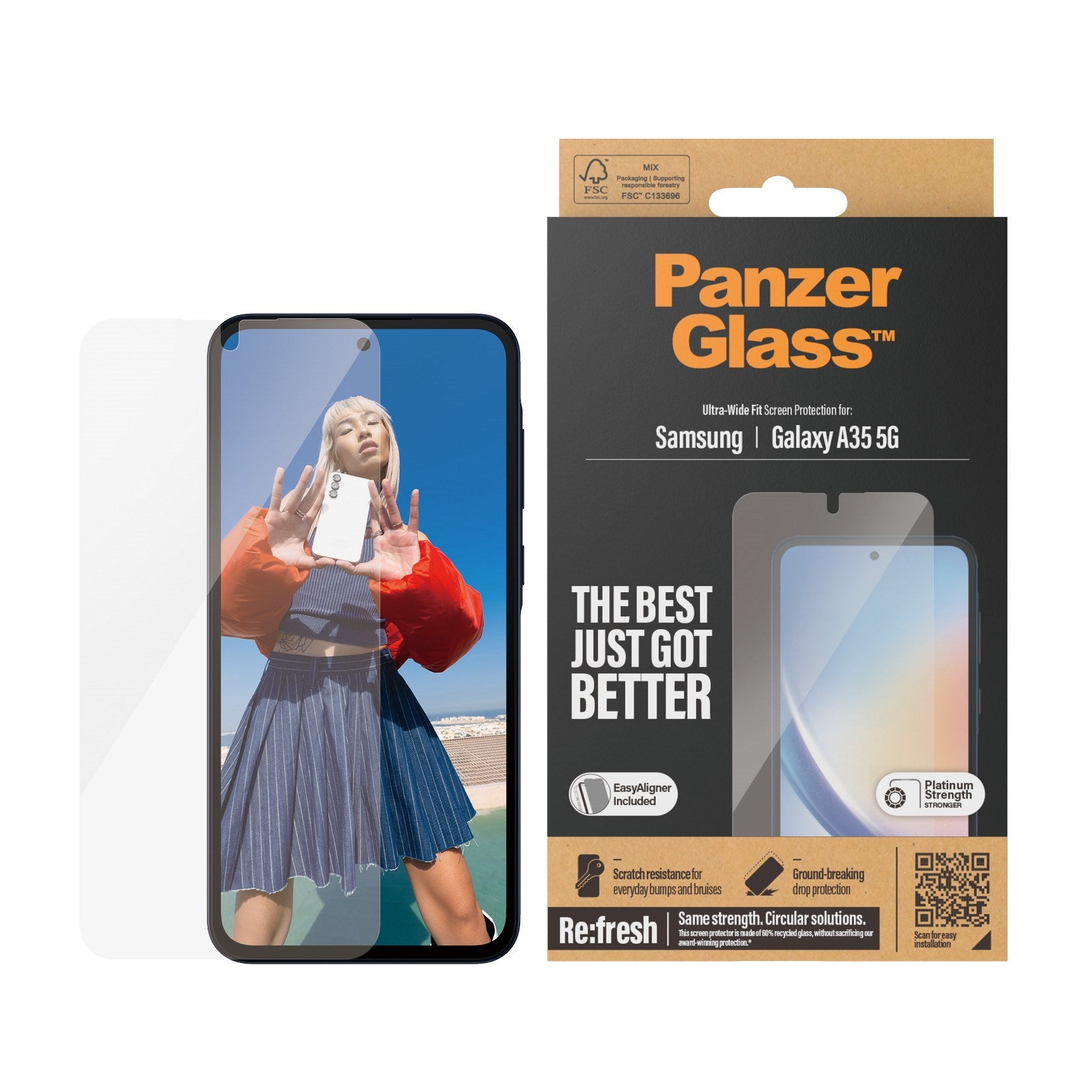 PanzerGlass® Skærmbeskyttelse Samsung Galaxy A35 5G | Ultra-Wide Fit m. EasyAligner
